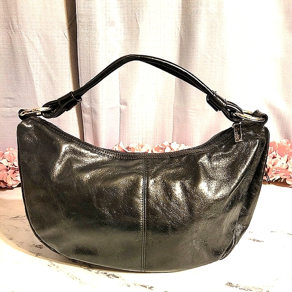 NWT HOBO Int'l Black with Multi-Color Leather Patchwork Design Shoulder Bag - Picture 6 of 8